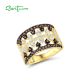 SANTUZZA 925 Sterling Silver Rings Nano Brown Spinel White CZ Gold Plated Lace Jewelry