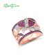 SANTUZZA 925 Sterling Silver Rings Lab Created Ruby Lifelike Butterfly Ring Jewelry