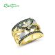 SANTUZZA 925 Sterling Silver Rings Green Spinel Butterfly Ring Jewelry