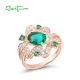 SANTUZZA Silver Ring 925 Sterling Silver White Cubic Zirconia Green Stones Ring Jewelry