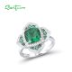 SANTUZZA 925 Sterling Silver Rings Square Green Spinel White CZ Flower Fine Jewelry