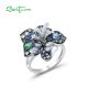 SANTUZZA Silver Ring 925 Sterling Silver Multi Gems Blue Lily Flower Ring Jewelry