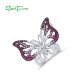 SANTUZZA Silver Ring Genuine 925 Sterling Silver Red Stones White CZ Butterfly Ring Jewelry