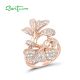 SANTUZZA Silver Ring 925 Sterling Silver White Cubic Zirconia Rose Gold Color Flower Fine Jewelry