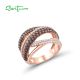 SANTUZZA 925  Silver Rings Nano Brown Spinel White CZ Ring Fine Jewelry