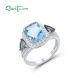 SANTUZZA Silver Ring 925 Sterling Silver Sparkling Solitaire Blue Stones Jewelry