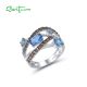 SANTUZZA 925 Sterling Silver Rings Brown Blue Spinel White CZ Jewelry