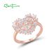 SANTUZZA 925 Sterling Silver Rings White Cubic Zirconia Rose Gold Color Heart Fine Jewelry