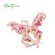 SANTUZZA 925 Sterling Silver Rings Pink Gems Butterfly Ring Rose Gold Plated Fine Jewelry