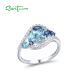 SANTUZZA 925 Sterling Silver Rings Marquise Colorful Blue Spinel White CZ Fine Jewelry