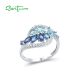 SANTUZZA 925 Sterling Silver Rings Marquise Blue Spinel White CZ Original anillos Fine Jewelry