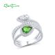 SANTUZZA 925 Sterling Silver Rings Green White CZ Fine Jewelry