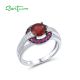 SANTUZZA Silver Rings 925 Sterling Silver Red Stones Solitaire Ring Jewelry