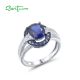 SANTUZZA Silver Rings 925 Sterling Silver Blue Stones White CZ Solitaire Ring Jewelry