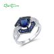 SANTUZZA 925 Sterling Silver Rings Blue Stones White CZ Solitaire Ring Fine Jewelry