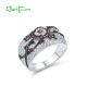 SANTUZZA 925 Sterling Silver Ring Red Green Spinel Cubic Zirconia Sweet Flower Jewelry