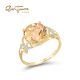 SANTUZZA 14K 585 Yellow Gold Ring Diamond Citrine Fine Jewelry