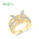 SANTUZZA 925 Sterling Silver Ring White Cubic Zircon Butterfly Fine Jewelry