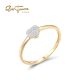 SANTUZZA 14K 585 Yellow Gold Ring Sparkling Diamond Heart Simple Elegant Fine Jewelry