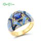 SANTUZZA 925 Sterling Silver Rings Blue Spinel Grand Enamel Jewelry