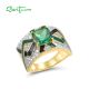 SANTUZZA 925 Sterling Silver Rings Green Spinel Grand Enamel Innovative Jewelry