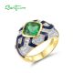 SANTUZZA 925 Sterling Silver Rings Green Spinel Modern Enamel Jewelry