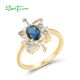 SANTUZZA 925 Sterling Silver Solitaire Rings Blue Spinel White CZ Jewelry