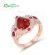 SANTUZZA 925 Sterling Silver Rings Sparkling Dyed Red Agate Created Ruby Jewelry