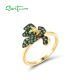 SANTUZZA 925 Sterling Silver Rings Sparkling Green Spinel Lili Flower Jewelry