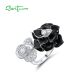 SANTUZZA 925 Sterling Silver Open Ring White CZ White&Black Flower Antique Enamel Jewelry