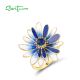 SANTUZZA 925 Sterling Silver Rings White Blue Enamel Chic Daisy Jewelry