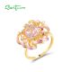 SANTUZZA 925 Sterling Silver Ring Pink Cubic Zirconia Cornflower Jewelry