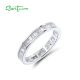 SANTUZZA 925 Sterling Silver Sparkling Princess Cut White CZ Eternity Ring Jewelry