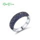 SANTUZZA 925 Sterling Silver Rings Created Blue Sapphire Original Classical Jewelry